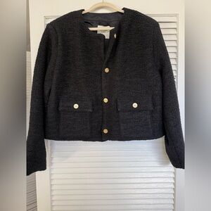 Abercrombie & Fitch Black Textured Blazer with Gold Buttons